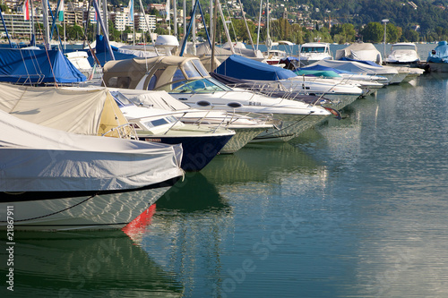 Yachts Locarno wharf at lake Maggiore, Switzerland
