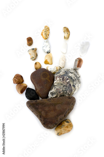 Stone Pebble Handprint Art