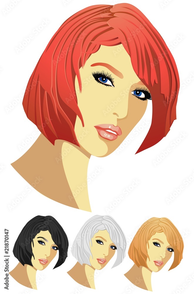 The beauty, four variants of a hair colour The beauty, four variants of a hair colour
