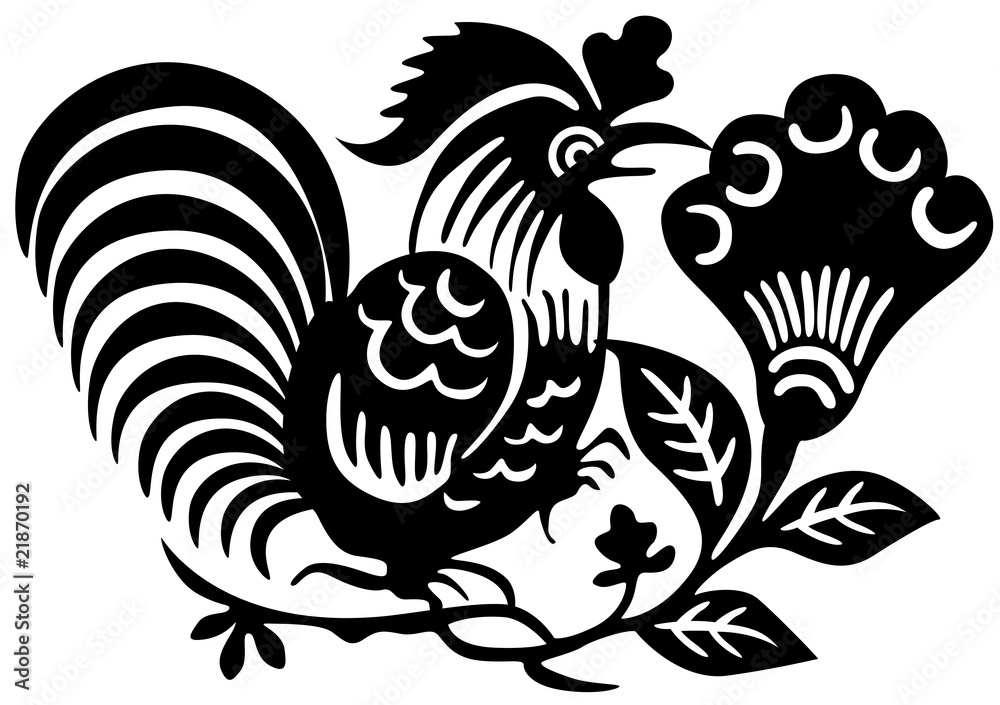 Ancient Japanese tattoo of cock.