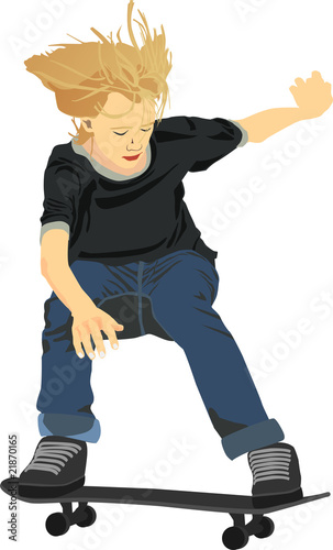 The young guy on a skateboard