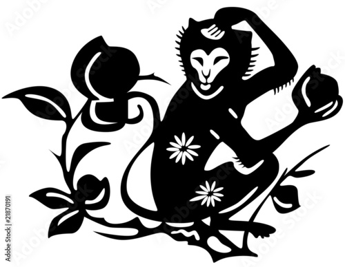 Photography Ancient Japanese tattoo of monkey.