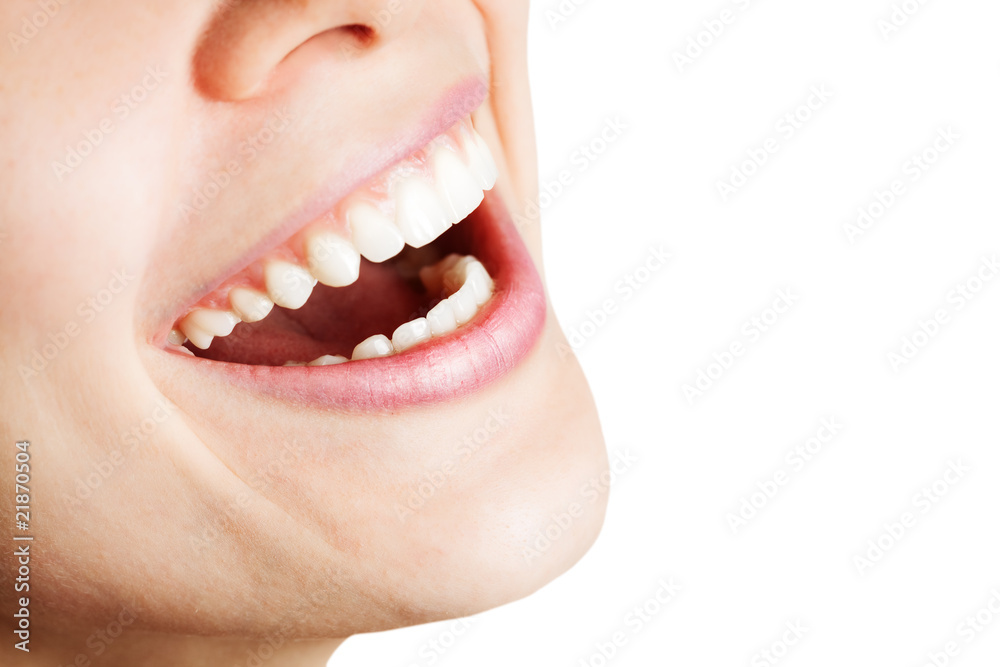 Laugh of happy woman with healthy teeth Laugh of happy woman with healthy teeth