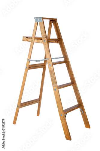 Wooden stepladder on a white background