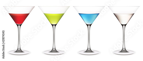 Set of martini glasses. Vector illustration. Contains mesh.