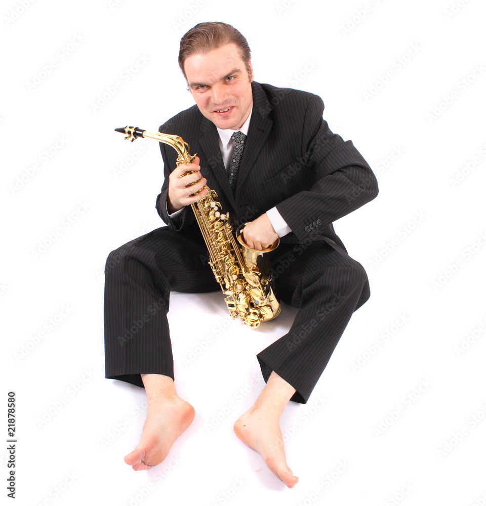 Naklejka premium man and saxophone