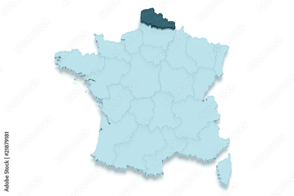 Obraz premium région nord pas de calais 3D détouré fond blanc ombré