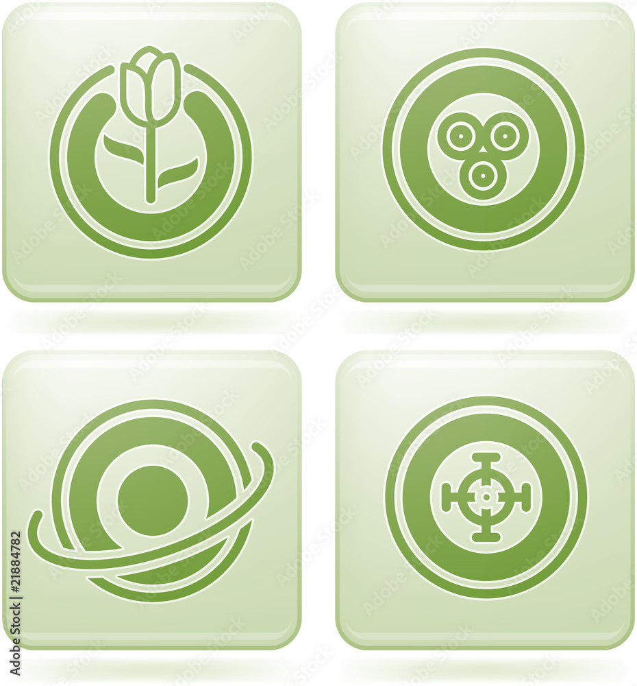 Olivine Square 2D Icons Set: Abstract Olivine Square 2D Icons Set: Abstract