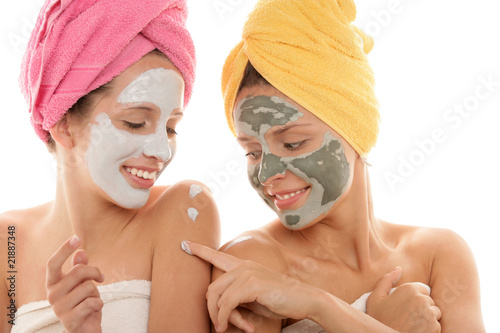 Young women wearing facial mask