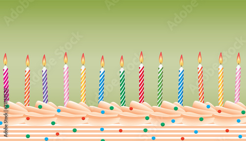 vector row of birthday candles on cake