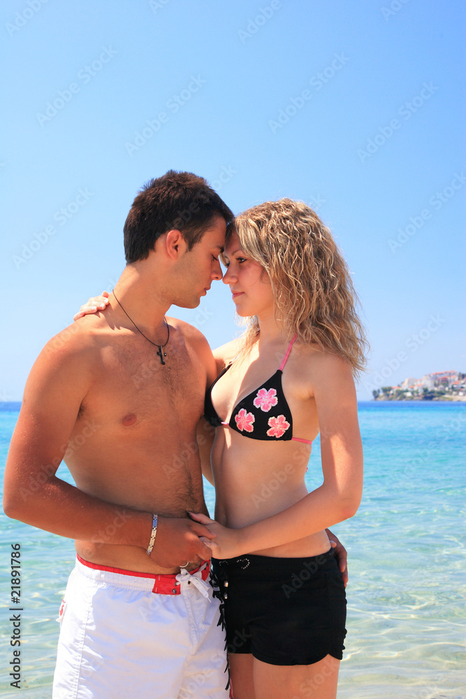 An attractive couple  on the beach