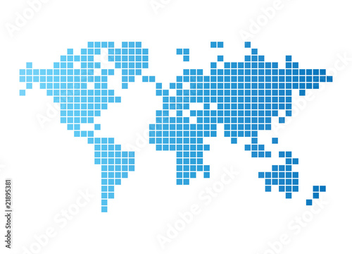 World map of blue tiles