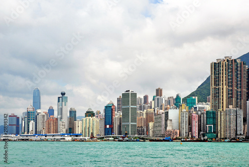 China, Hong Kong waterfront buildings