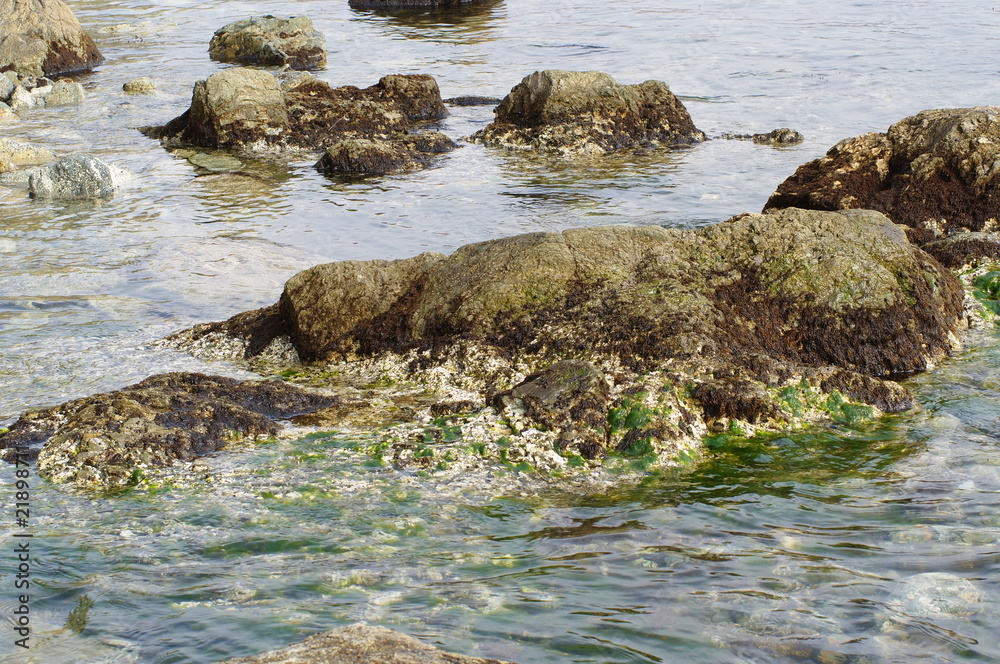 Sea stones in a surf