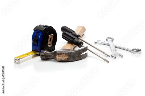 Various tools on a white background