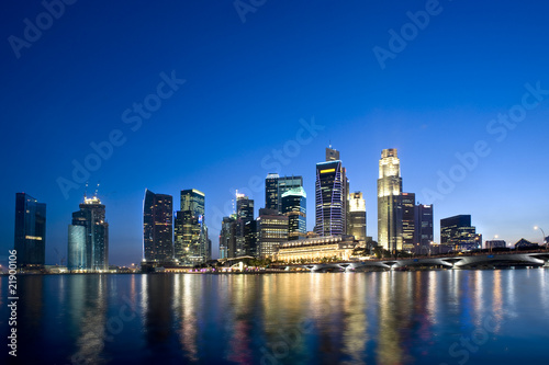 Beautiful Singapore CBD at dusk © Daxiao Productions