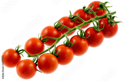 grappe tomates cerises rouges cocktail, apéritif, fond blanc