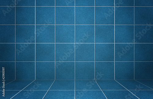 Interior blue marble tiled wall with shadows