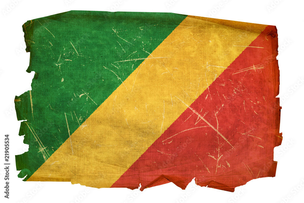 Republic of the Congo Flag old, isolated on white background
