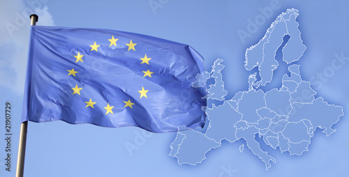 Europafahne mit Karte