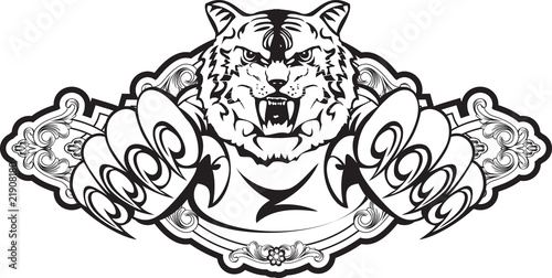 Vector image attacking tiger in frame
