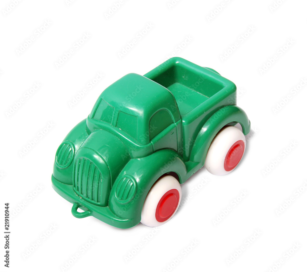 Fototapeta premium Green car isolated on the white