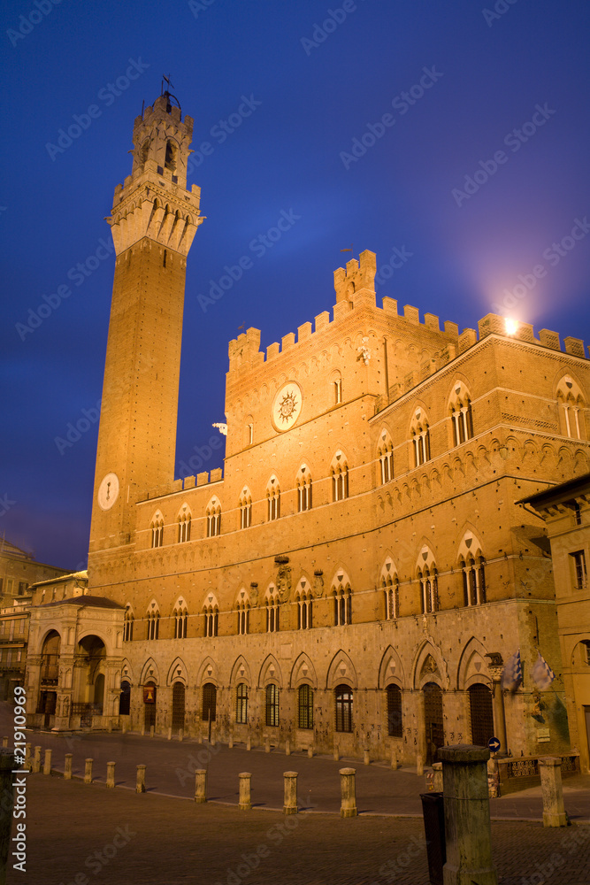 Siena - Town-hall and Torre del Mangia in the nigh