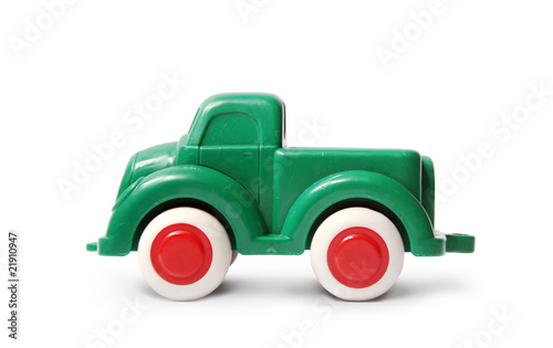Green car isolated on the white