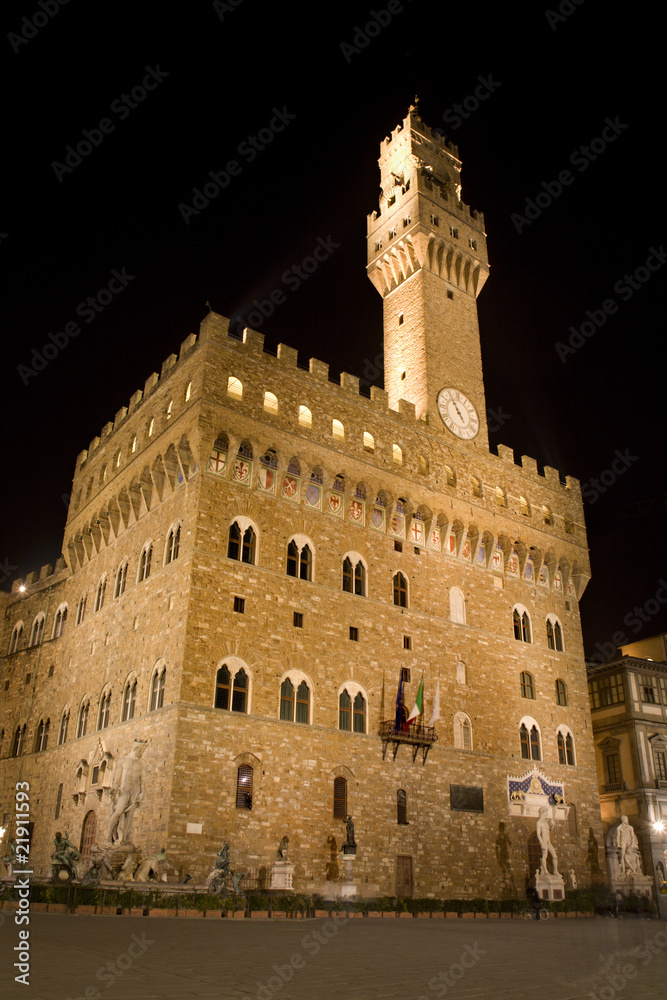 Florence - townhall Palazzo Vecchio in the night
