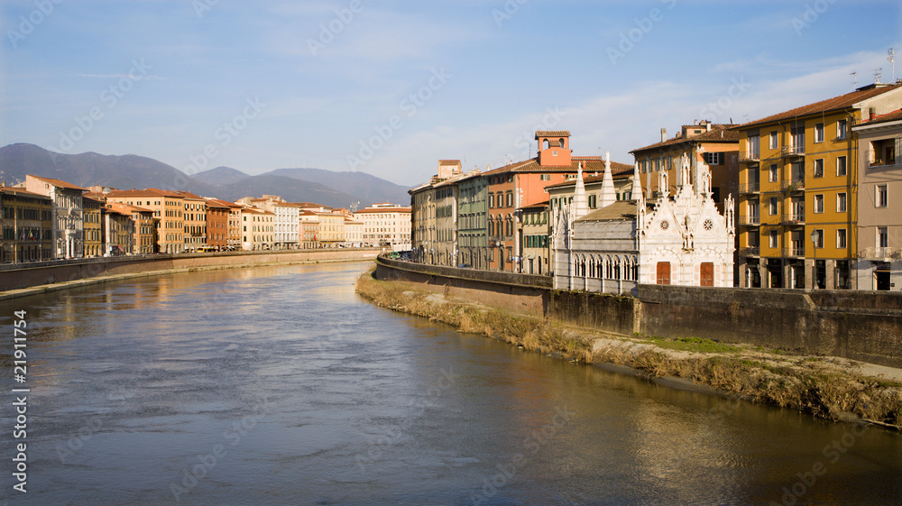 Pisa - waterfront and little chapel