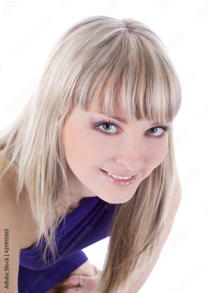 Bright picture of lovely woman in blue dress Bright picture of lovely woman in blue dress