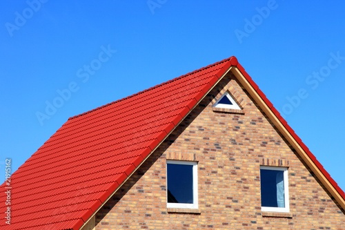 Wallpaper Mural Neubau Dachstuhl Dachfannen rote Dachziegel Torontodigital.ca