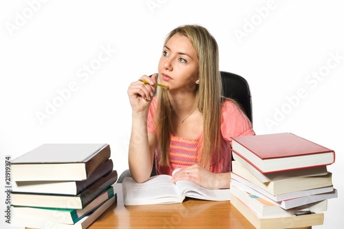 Girl student thinking