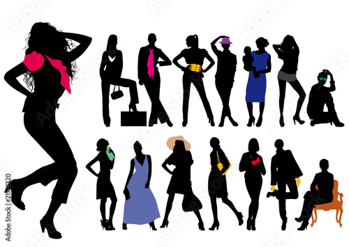 Sagome donna con dettagli colorati