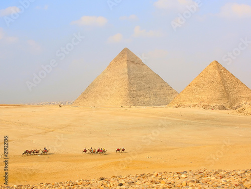 Landscape with the Egyptian pyramids and the desert