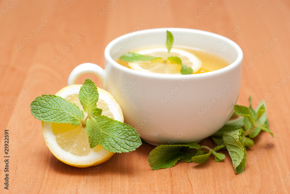 tea with lemon and mint tea with lemon and mint