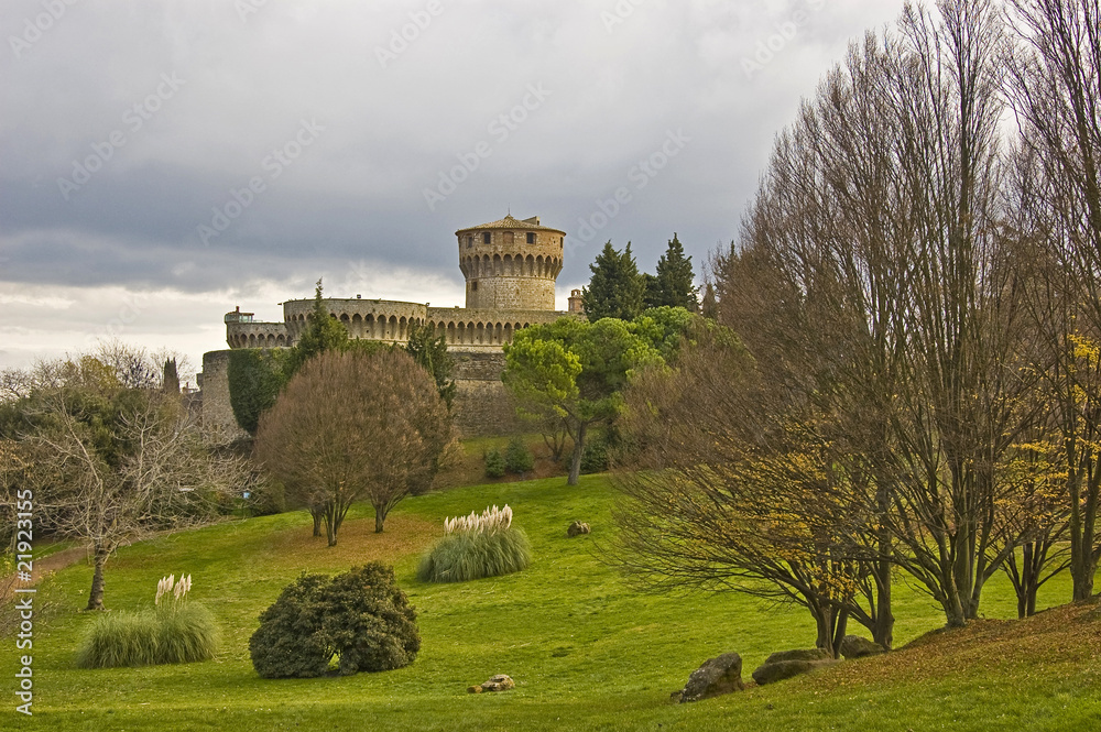 park and castle in Volterra, Tuscany, italy