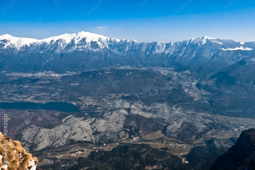 Aerial view of Trento valley from mt. Brento, Italy
