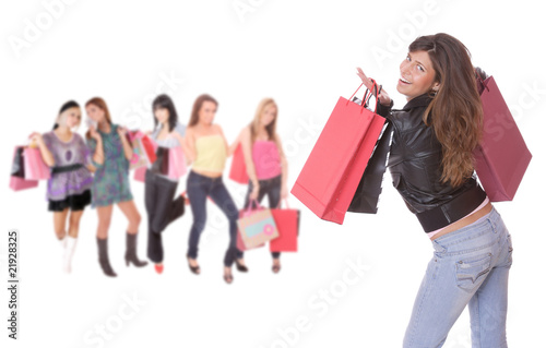 happy woman with shopping bags