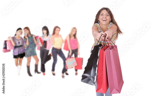 happy woman with shopping bags