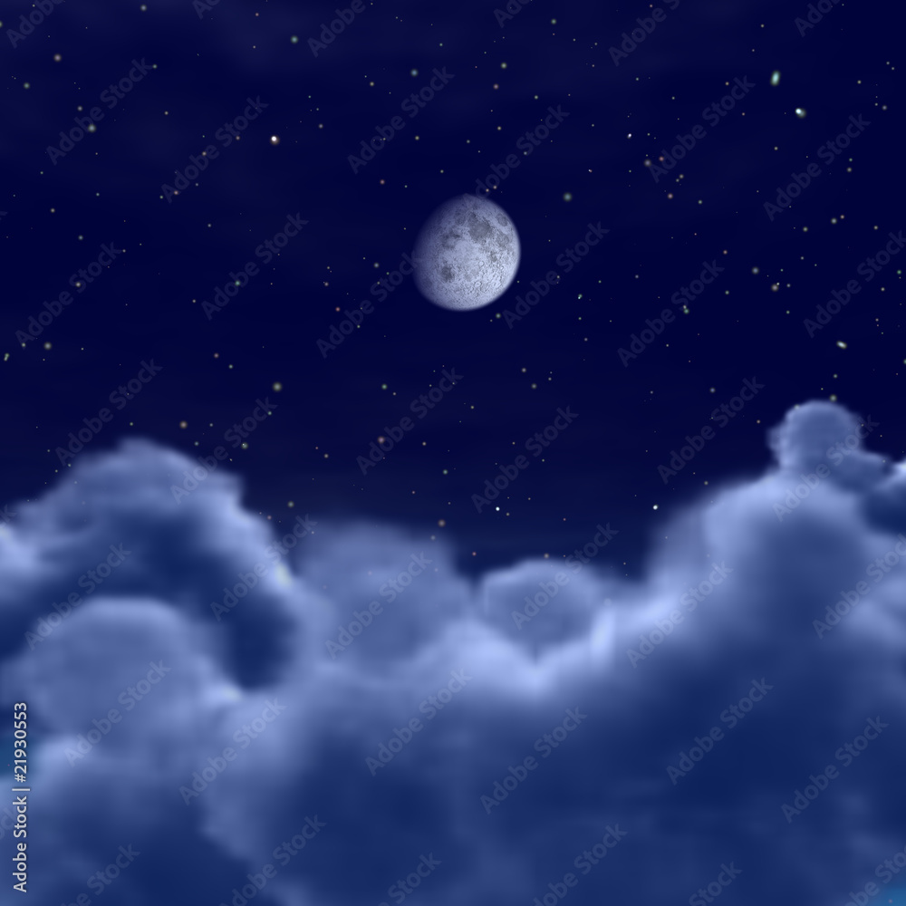 moon in space or night sky through clouds