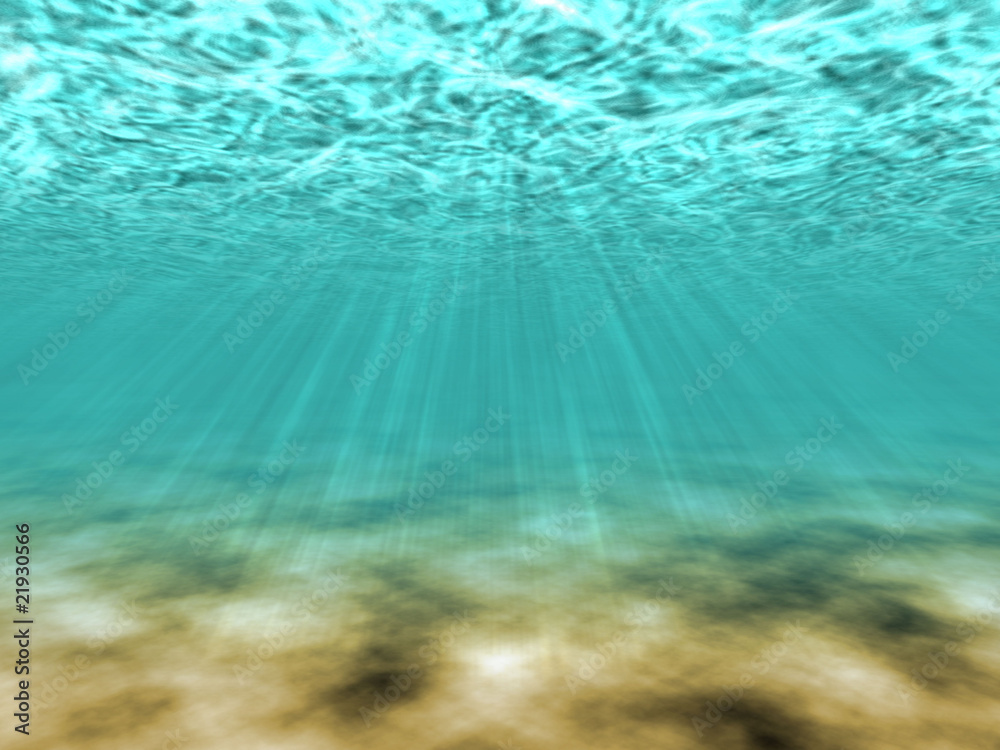 Underwater scene with sun rays