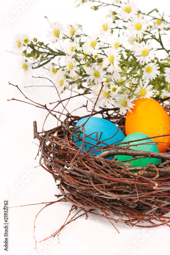 Easter eggs in a nest.