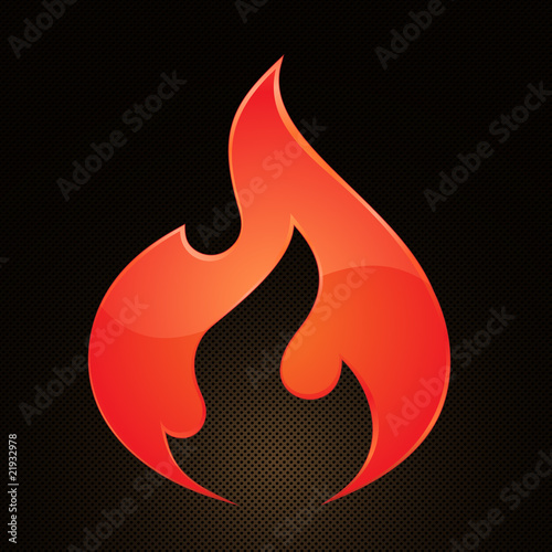 Vector Illustration of fire on abstract grid background