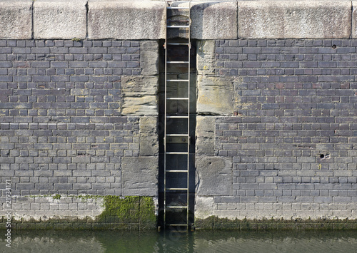 Marina quay wall and ladder