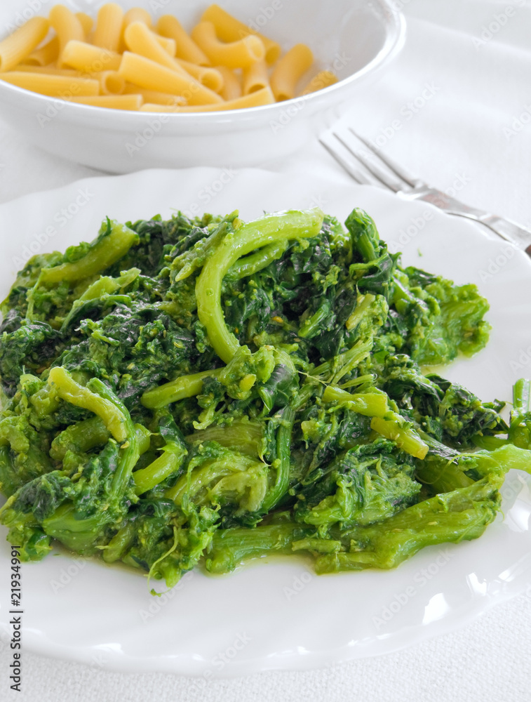 Boiled turnips on white dish with pasta.