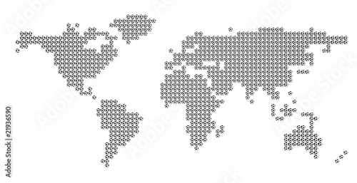 World map with soccer balls