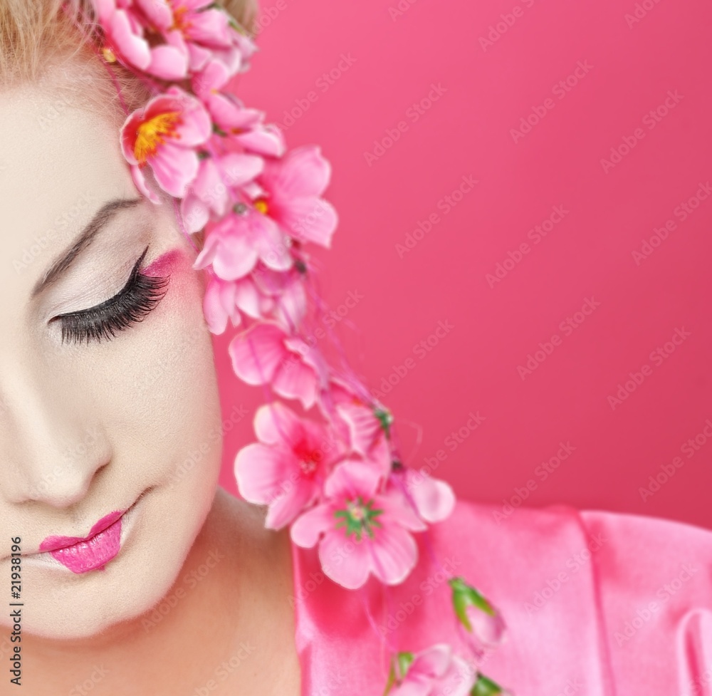 Close-up portrait of a beautiful geisha