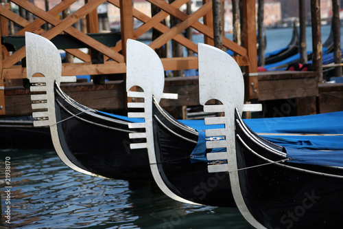 Gondolas moored, Venice