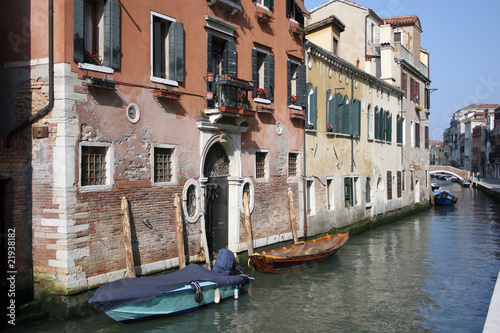 Barges on backwater, Venice